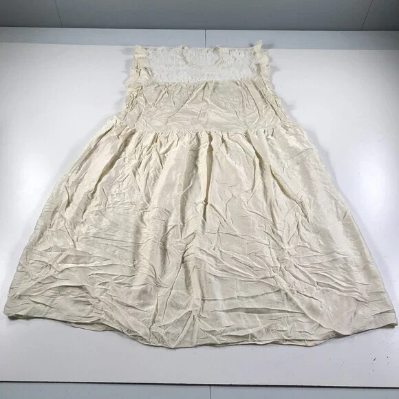 Vintage Sonia Rykiel Lingerie Nightgown Womens Large Cream Colored Lace Peplum - Picture 1 of 10